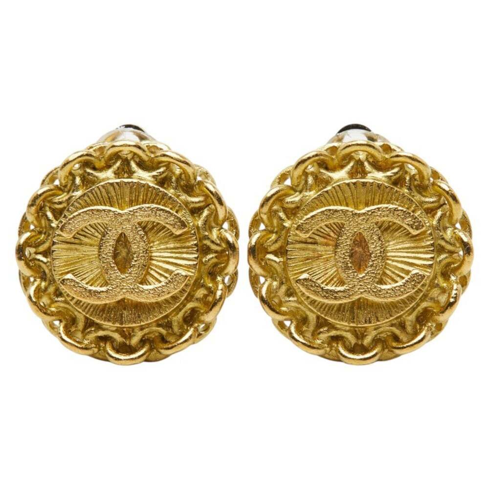 CHANEL Vintage Gold Logo Earrings - Picture 2 of 5
